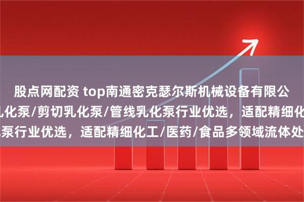 股点网配资 top南通密克瑟尔斯机械设备有限公司：混合乳化泵/均质乳化泵/剪切乳化泵/管线乳化泵行业优选，适配精细化工/医药/食品多领域流体处理